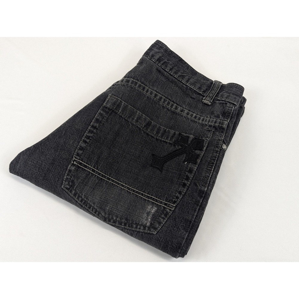 Y2K Southoole Jeans Black Mens 32x30 Cross Pockets 90s Skater Vintage Straight